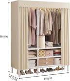 Portable Closet,Garment Rack,Heavy Duty Clothes Rack with Cover,Wardrobe Closet with 2 Hanging Rods, 6 Storage Shelves,43.3" 
