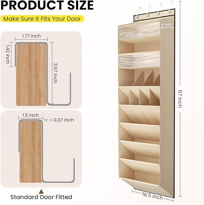 Mefirt 16-20 Pairs Over the Door Shoe Organizer, Clear Pockets Shoe Rack for Closet Door, Hanging Shoe Rack for Boots, Behind