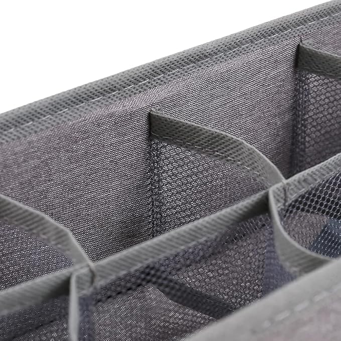 Qozary 3 Pack Sock Underwear Drawer Organizer Dividers, Collapsible Cabinet Closet Storage Boxes for Clothes, Socks, Lingerie