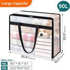 TasticTotes 6 Pack Clear Storage Bags for Comforter, Clothes & Bedding, Plastic Blanket Storage with Zipper and Handle, Movin