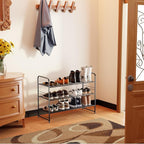 SUFAUY 3-Tier Shoe Rack, Closet Metal 33" Wide Shoe Rack Organizer Heavy Duty, Stackable, Black