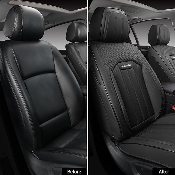 Leather Seat Covers for Cars, 2Pcs Universal Front Automotive Seat Covers, Full Coverage Waterproof Car Seat Covers for Most 
