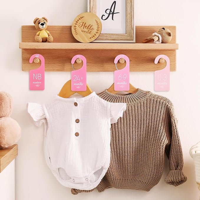 Whaline Acrylic Baby Closet Dividers Pink Hanging Infant Clothes Hanger Separators Thicken Baby Wardrobe Organizers for Home 