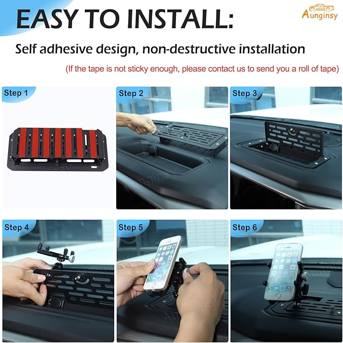 Aunginsy Center Console Dash Storage Organizer Tray Compatible with Toyota Tundra/Sequoia 2022-2026, Car Dashboard Multi-Functional Phone Holder Storage Box Insert with Mobile Phone Mount Accessories