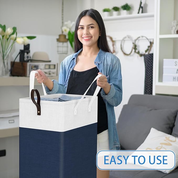 HomeHacks 90L Rolling Laundry Hamper with 4 Smooth Wheels, Collapsible Waterproof Clothes Basket, Freestanding Tall Hamper wi