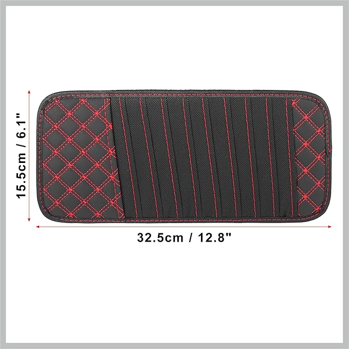 2pcs Car CD Visor Storage Cases Vehicle Sun Visor Organizer with 10 DVD Storage Sleeves Black with Red Line Replacement Car Parts