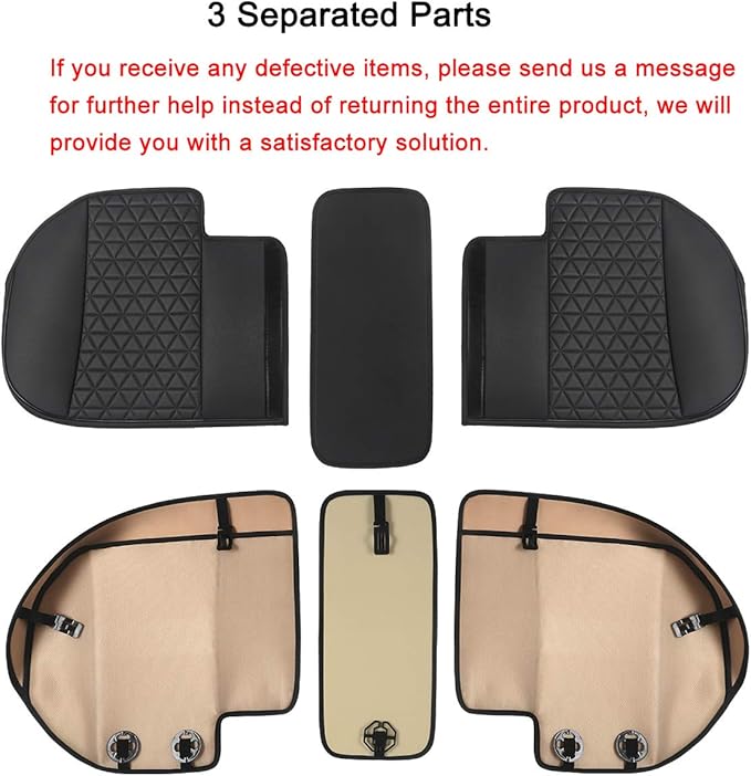 Black Panther Luxury PU Leather Rear Bench Car Seat Cover Adjustable Length (49-55'') Fits 90% Standard 5 Seats (Sedan SUV), 
