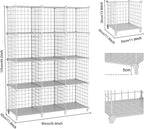 12-Cube Storage Organizer, Metal Wire Cube Shelving Unit, 11.8" L x 11.8" W x 11.8" H, Modular Grid Bookshelf for Closet, Bed