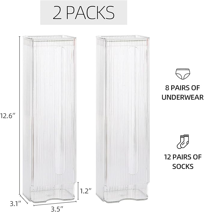 acDesign 2PCS Wall Mount Sock Underwear Drawer Organizer, Wall Hanging Underwear Storage Box for Wardrobe Cabinet Bedroom Soc