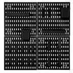 24 Pcs Wall Mount Peg Board Organizer Kits, Black DIY Pegboard Panels with 20 Accessories (Hooks, Clips, Bins, Shelves), Wall