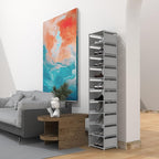 10 Tier Vertical Shoe Rack - Grey Narrow Shoe Rack for Closet & Entryway, Space Saving Tall Shoe Organizer for Small Spaces, 