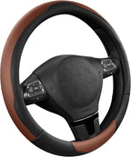 Road Comforts Steering Wheel Cover, Breathable Anti-Slip Leather Steering Wheel Cover, Universal Fit 14.5–15 Inch, Comfortabl