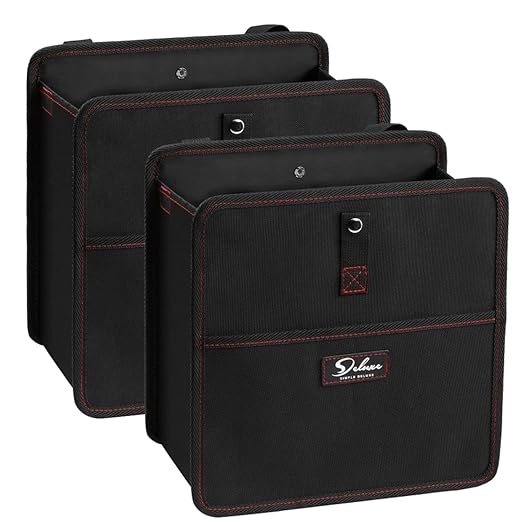 Simple Deluxe 2 Pack Car Trash Can, Leak-Proof Car Garbage Can with Cokkapsible Adjustable Straps, Portable and Trash Bag with Storage Pockets, 3 Gallon, Black