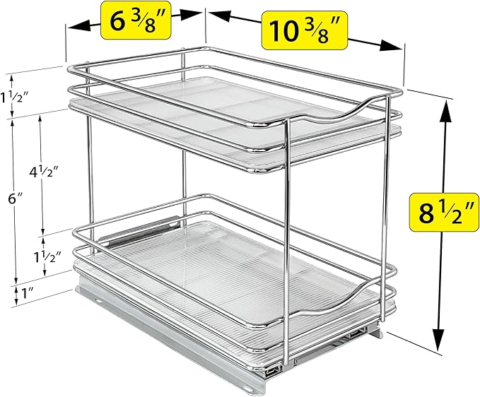 LYNK PROFESSIONAL® Pull Out Spice Organization for Cabinets - 6-3/8 inch Wide – Spice Rack for Inside Cabinets, Slide Out Spi