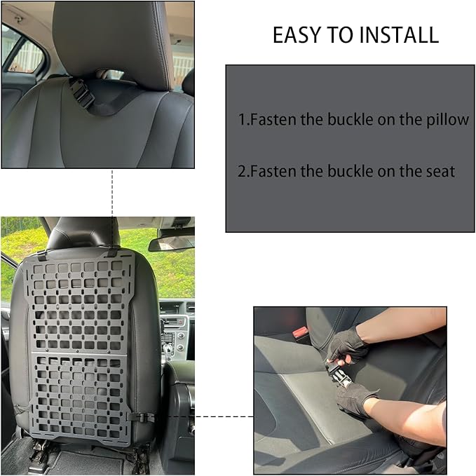 Metal Rigid Molle Panels for Vehicles Alloy Truck Mount Rack Panel Tactical Seat Back Organizer Adjustable Versatile Panel Stronger Than Plastic with 3 Pouches (Molle Panels 3 Detachable Pouches)