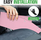 lebogner Between Car Seat Gap Filler Organizer, 2 Pack PU Leather Side of Center Console Car Pocket for Phone, Coins and Keys, Multifunction Crevice Caddy Catcher, Vehicle Interior Accessories, Pink