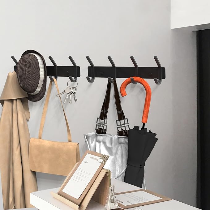 VAEHOLD Wall Hooks, Heavy Duty Aluminum Towel Hooks for Hanging Coat, Hat, Key, Clothes, Closet Hook Wall Mount for Kitchen, 