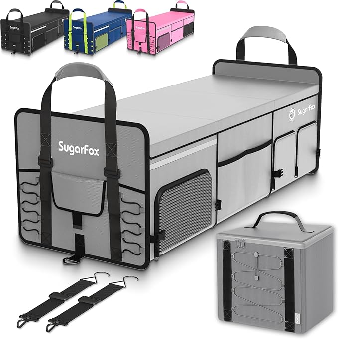 Bold Color Block Trunk Organizer | 95L, 35"x13.8"x11.8" | Dedicated Shoe Storage & 26L Ice Pack | Foldable for SUV/Car/Jeep