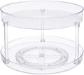 Amazon Basics 2 Tier Lazy Susan Turntable Organizer for Condiments, 12" Diameter, Clear