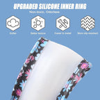 Floral Print Steering Wheel Cover with Silicone Inner Ring, Non-Toxic, Odorless Silicone Leather with Non-Fading Pattern for 