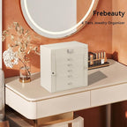 Frebeauty Large Jewelry Box,6-Tier PU Leather Jewelry Organizer,Multi-functional Storage Case with Mirror,Accessories Holder 