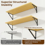 8" Deep Floating Shelves for Wall,16 inch Wood Wall Shelves Set of 2,Wide Floating Bookshelf with Sturdy Metal Brackets,Hangi