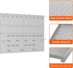 TORACK 4 PCS 12"x16" Metal Pegboard Panels for Garage, Workbench, Shop, Tool Organizer Peg Board with 1/8" & 1/4" Holes, Modu