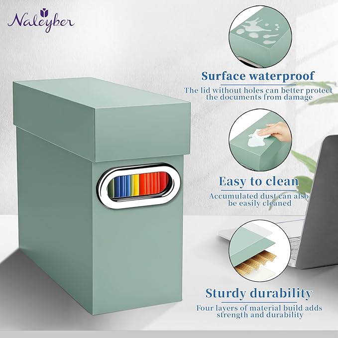 File Organizer Box with Lid & Handle, Heavy Duty Hanging File Folder Storage Boxes for Letter Size, Portable Filing Organizer