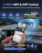 Dash Cam Front 4K - 1.5" IPS Display & 5G WiFi & 64G Card, 360° Rotation Mini Dashcam, Car Camera with WDR Night Vision, 24H 