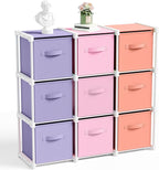 9 Cube Storage Organizer with Shelf Back to School Boxes 11 Inch Toy Storage Bins Closet Organizers Drawers Fabric Dresser fo