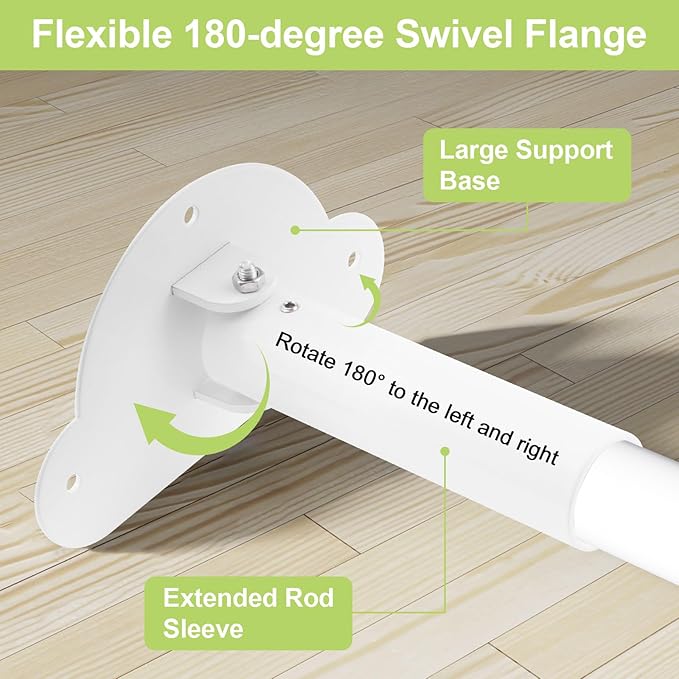 Adjustable Shower Curtain Rod Bracket 1 Pack Aluminum Alloy Shower Curtain Rod Single Swivel Flange Heavy Duty Closet Rod Bra