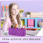 Jetec Acrylic Glitter Pen Holder 4 Compartments Bling Makeup Brush Stationery Organizer Pencil Holder for Desk Accessories Sp