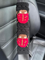 Crochet Ladybug Steering Wheel Cover Universal 14-15 inch (D,Wheel Cover+2 Belt Cover)