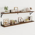 Floating Shelves, 8 Inch Deep Rustic Wood Wall Storage, 48W x 8D Wall Shelves Set of 2, Heavy Duty Metal Brackets, Industrial