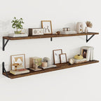 Floating Shelves, 8 Inch Deep Rustic Wood Wall Storage, 48W x 8D Wall Shelves Set of 2, Heavy Duty Metal Brackets, Industrial
