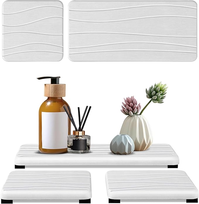 3PCS Water Absorbing Stone Tray, Fast Drying Stone Sink Tray, Stones Soap Trays, Water Absorbent Diatomite Trays, Diatomite C