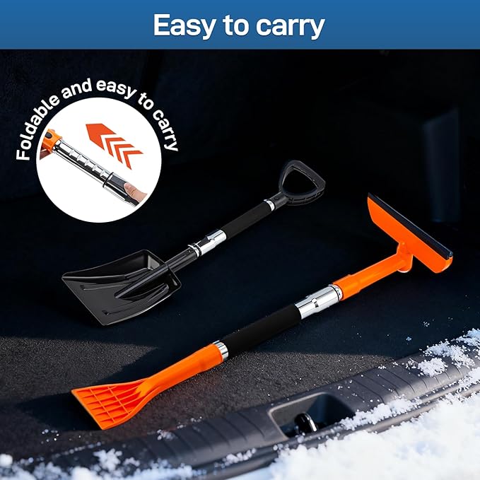 REALYOU 49.2" Car Snow Brush and Ice Scraper for Car Windshield, 3-in-1 Extendable Snow Shovel with Wide Head,180° Pivoting Snow Brush Head and Fpam Grip, Durable Snow Remover for Car Auto Truck SUV