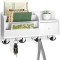 Rebee Vision Key Holder Wall Mount and Mail Organizer : Farmhouse Key and Mail Holder for Wall with Drawer and 7 Key Hooks - 
