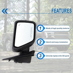 Right Passenger Side Door Mirror Compatible With 2021-2026 Ford F150 With Manual Folding Heated Blind Spot Turn Signal Light Temperature Sensors Matte Black Replace#ML3Z17682TA (11Pins)