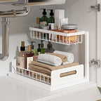 REALINN Under Sink Organizer, Pull Out Cabinet Organizer 2 Tier Slide Out Sink Shelf Cabinet Storage Shelves, Under Sink Stor
