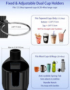 Car Cup Holder Tray - 4 in 1 Car Cup Holder Expander with Metal Cupholder, Adjustable Food Tray and Phone Mount for All Purpo