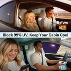 ZATOOTO Tesla Model Y Juniper 2020-2026 Front Window Shade for Driver & Passenger, Bluish-Purple Static Cling Car Window Shades | Block Harsh Sunlight | Sun Shade UV Blocker with Storage Bag