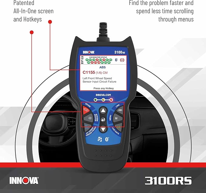 INNOVA 3100RS, OBD2 Scanner, ABS SRS Airbag Scan Tool with Airbag Light & Oil Light Reset, Stream Graph & Record Live Data,
