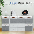 FinishingBo 6-Pack Storage Cubes with Handles & Label Holders Basket, Closet Cube Home Organizer Bins(White/Dark Grey, 13 x 1