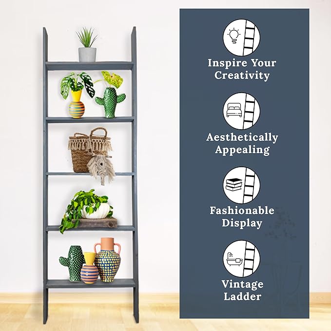 BARNWOODUSA Throw Blanket Ladder – Fully Assembled Reclaimed Wood – Rustic Decorative Ladder for Towels, Quilts, & More – Per