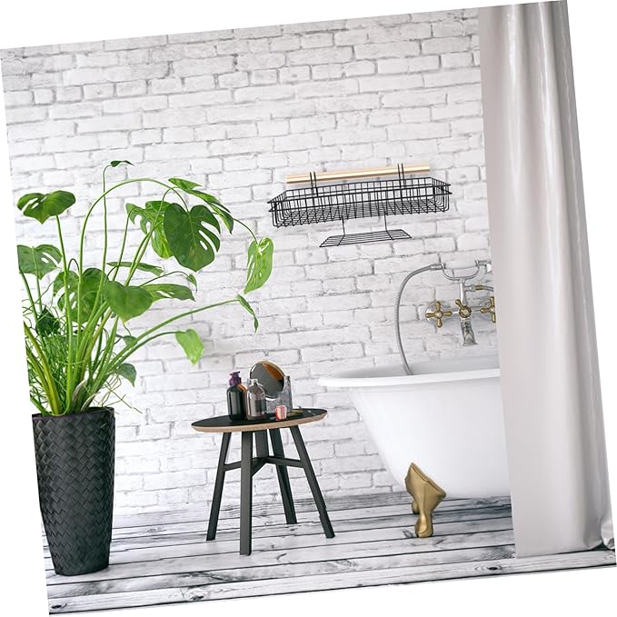 IMIKEYA 2Pcs Wall Mount Wire Basket Black Metal Hanging Organizer with Hooks for Efficient Storage Display Home Office Kitche