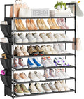 OYREL Large Capacity 7 Tier Shoe Rack, Black, 33.3in Wide x 11.2in Deep x 48.7in Tall, Holds 28-35 Pairs of Shoes, Ultra-Mini