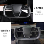 Steering Wheel Cover for Tesla Yoke Steering Wheel Cover Customzied for Tesla Model S 2021-Present/Model X 2021-Present Accessories,Anti-Slip,Comfortable Grip,Breathable,Matte Black