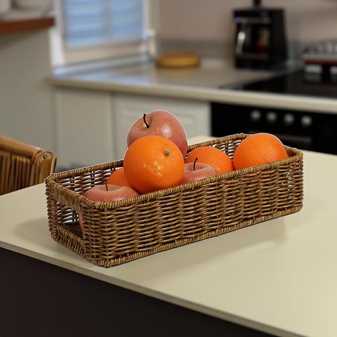 Basket for Toilet Paper Storage, Waterproof Wicker Baskets for Bathroom Counter Organizer, Small Storage Basket for Organizin