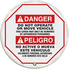 AccuformNMC Steering Wheel Cover for Lockout Tagout, English/Spanish Bilingual ANSI-Style Legend, Danger DO NOT Operate..PELIGRO NO Active O MUEVE.., Reinforced Vinyl, 24" Diameter, KDD733